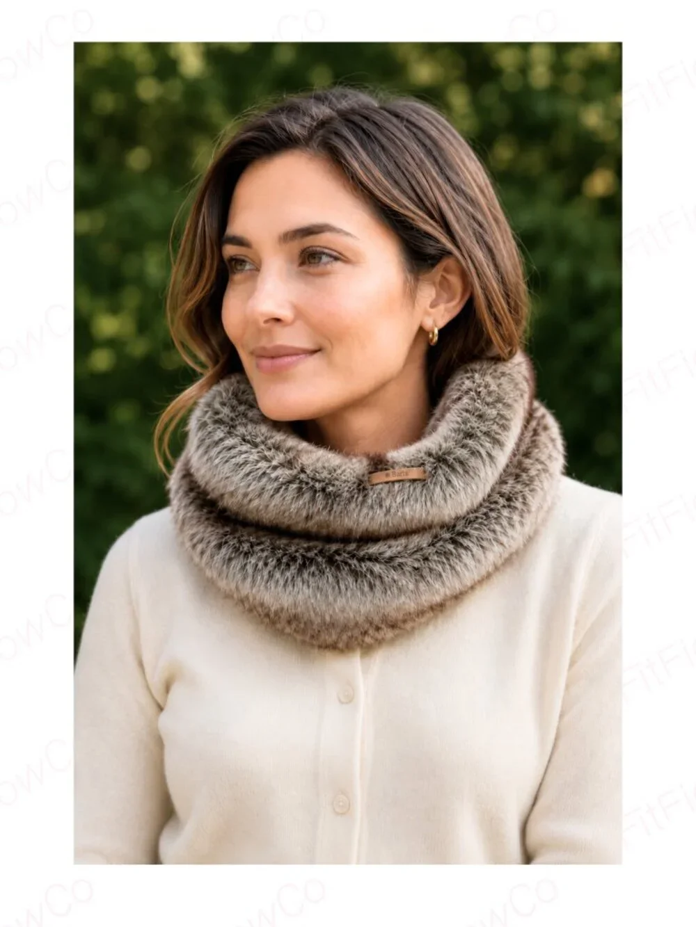 Barts Fur Deluxe Faux Fur Pull-On Cowl Snood Neck Warmer Gray Brown OS